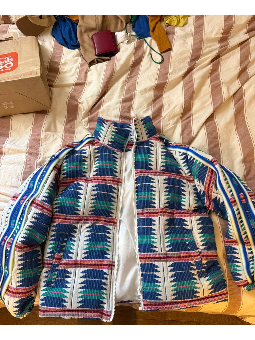 Aelfric Eden Multicolor Geometric Pattern Puffer Jacket